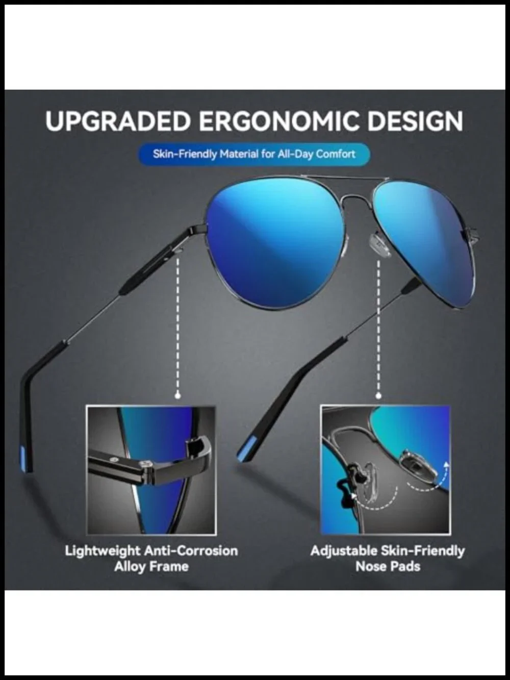 Polarized Pilot Sunglasses Wrap Around UV Protection Driving